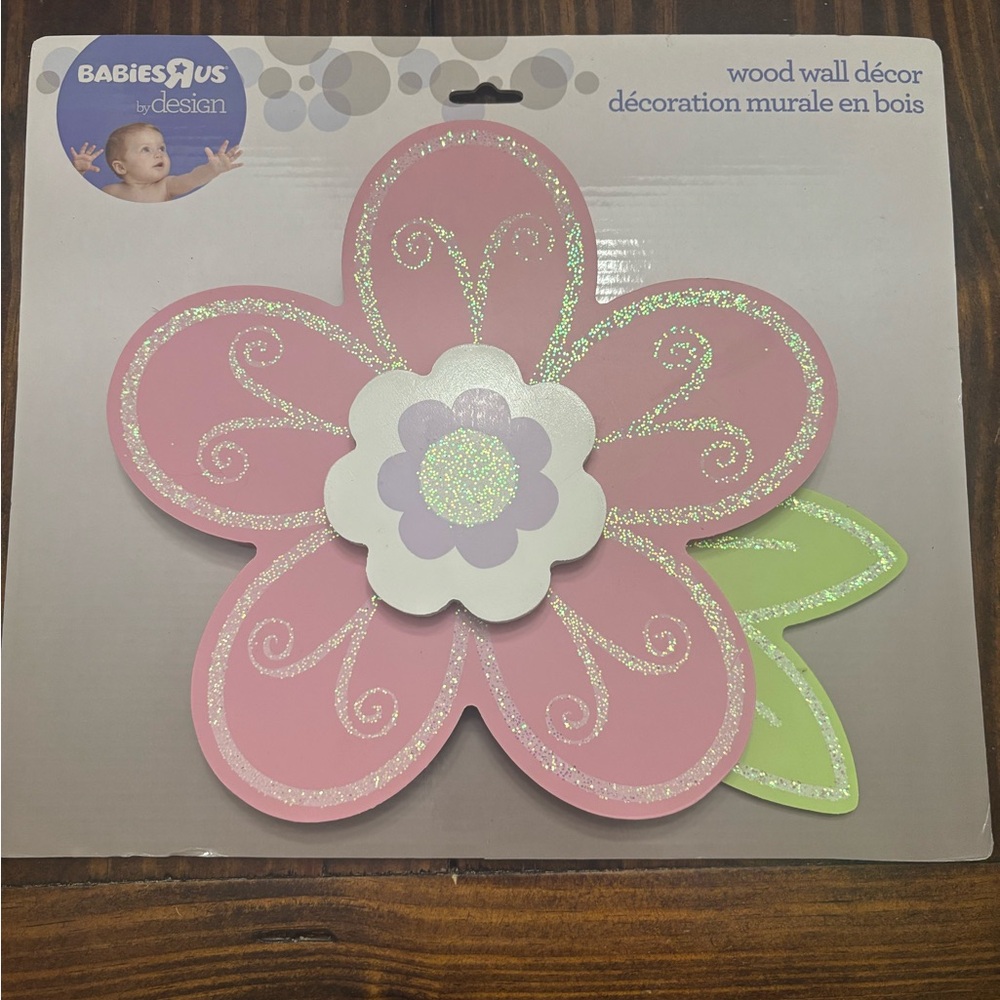 BabiesRUs Pink and White Glitter Flower Wall Décor
